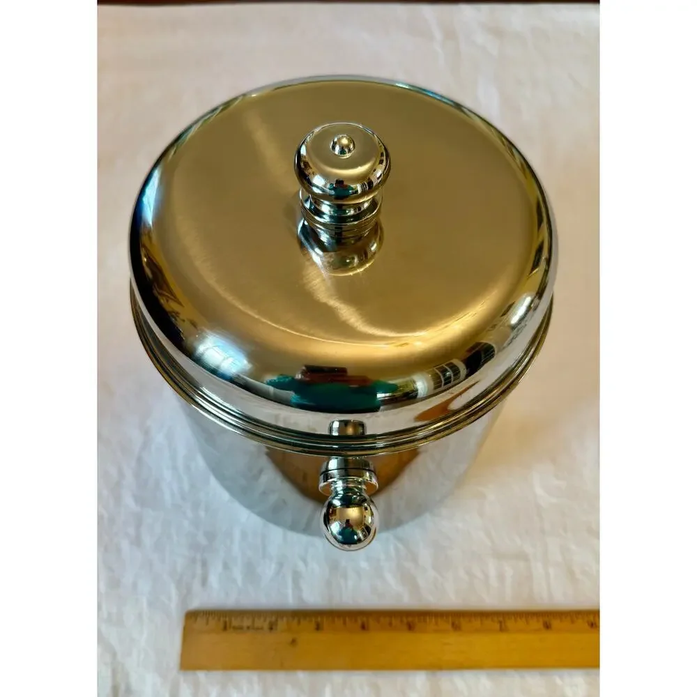 Vintage Godinger Stainless Steel Vodka on Ice Bucket With Five Shot Glasses